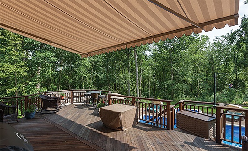 Sunesta retractable awnings comes in custom sizes and will be made to fit in any backyard area or patio space.