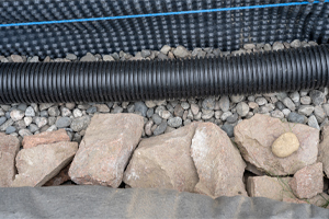 French Drains are affordable underground trenches that surround the perimeter and help direct water away from structures.