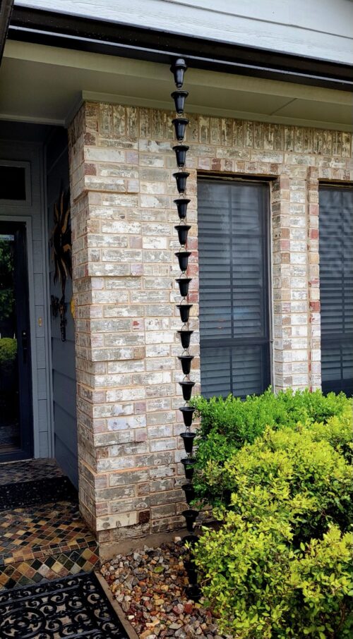 There are many advantages to having a rain chain including low cost, low maintenance, & they add style to your home.